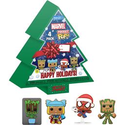 JulFunko Marvel Holiday Tree Pocket POP! Vinyl 4-Pak 4 cm 