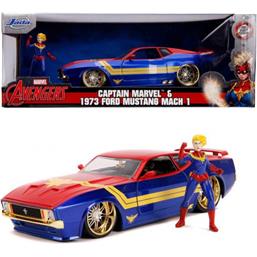 1973 Ford Mustang Mach 1 with Captain Marvel Figure Hollywood Rides Diecast Model 1/24