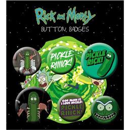 Pickle Rick Pin Badges 6-Pak