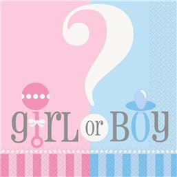 Diverse: Girl or Boy Servietter 33 x 33 cm 20 styk