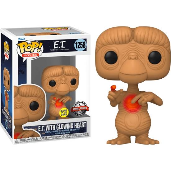 E.T.: E.T. w/heart (GITD) POP! Exclusive Movies Vinyl Figur (#1258)