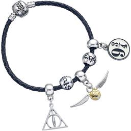 Harry PotterDeathly Hallows/Snitch/Platform 9 3/4/2 Spellbeads Leather Bracelet Charm Set