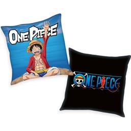 One Piece: Logo & Monkey D. Luffy Pude 40 x 40 cm