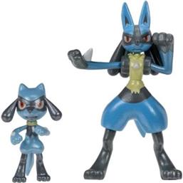 PokémonRiolu, Lucario Action Figures 2-Pack 5 cm, 7 cm