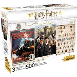 Harry Potter Hogwarts Puslespil  3-Pak (3x500 Brikker)