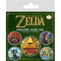 Legend of Zelda Pin Badges 5-Pack Classics