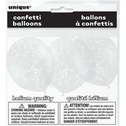 Latex ballon med Hvid Konfetti 30 cm 6 styk