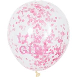 It's a Girl balloner med konfetti 30cm 6 styk