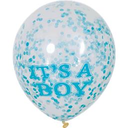 DiverseIt's a Boy balloner med konfetti 30cm 6 styk