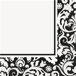 Sort DamaskSort damask Servietter 33 x 33 cm 16 styk