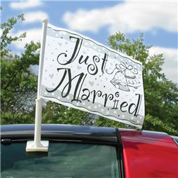 BryllupJust Married Flag til bilen 50 x 40 cm