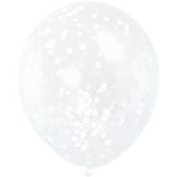 DiverseLatex ballon med Hvid Konfetti 30 cm 6 styk