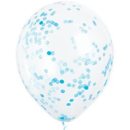 Latex ballon med Blå Konfetti 30 cm 6 styk