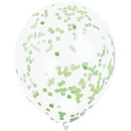 DiverseLatex ballon med Grøn Konfetti 30 cm 6 styk