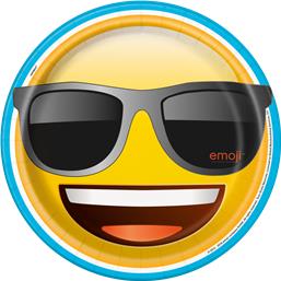 Emoji Solbrille Paptallerkener 21 cm 8 styk