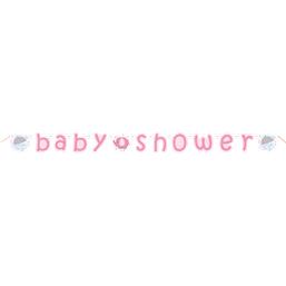 BannereBaby shower Lyserød elefant Pap Banner 160 cm