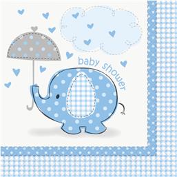 ServietterLyseblå elefant Servietter Baby shower 33 x 33 cm 16 styk