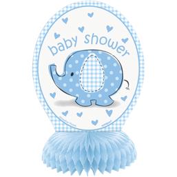 Blå elefant Honeycomb Baby shower 15 cm 4 styk