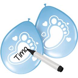 DiverseLyseblå Baby fod Skrivbare balloner 30 cm 6 styk
