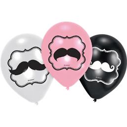 Moustache Latex balloner 6 styk