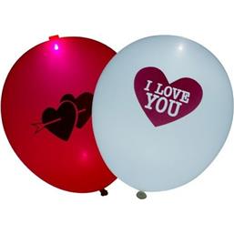 ValentinLED balloner med hjerteprint 28 cm 5 styk