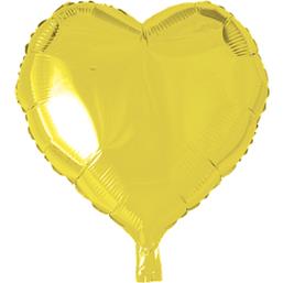 Gul Hjerte Folie ballon 46 cm