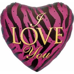 ValentinLilla Zebra I Love You Hjerte Folie ballon 46 cm