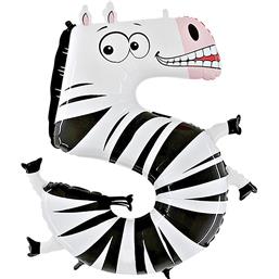 Ballon Tal med dyr 5 Zebra 100 cm