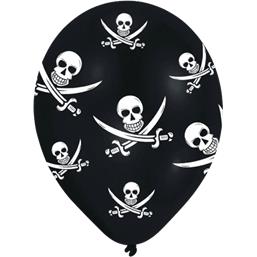 PiraterJolly Roger latexballoner 28 cm 6 styk