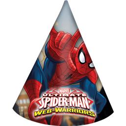 Spider-Man: Spiderman partyhatte 6 styk
