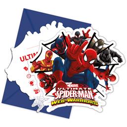 Spiderman invitationer med kuverter 6 styk