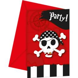 Pirater: Pirat invitationer 6 styk