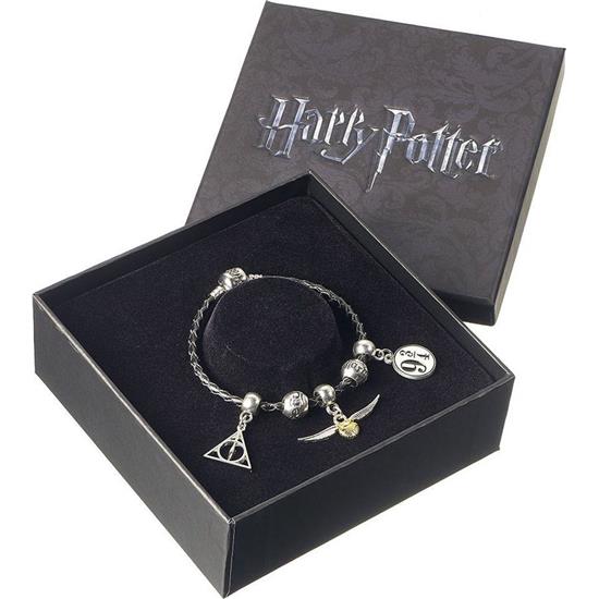 Harry Potter: Deathly Hallows/Snitch/Platform 9 3/4/2 Spellbeads Leather Bracelet Charm Set