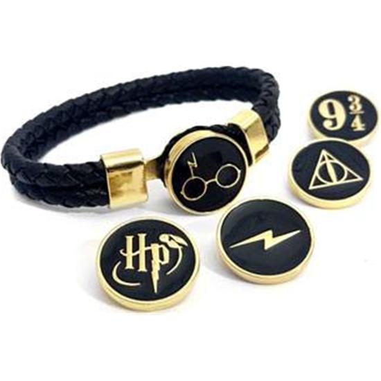 Harry Potter: Flettet Læder Armbånd med Udskiftelig Charms