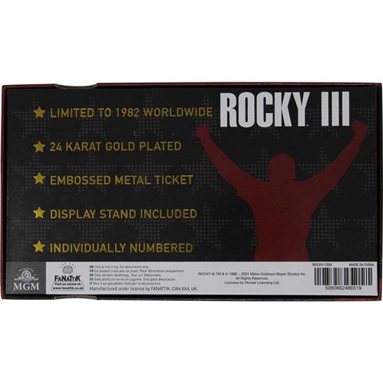 Rocky: Rocky III World Heavyweight Boxing Championship Ticket (gold plated) Replica