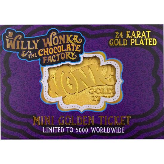 Charlie og Chokolade Fabrikken: Willy Wonka & the Chocolate Factory Replica Mini Golden Ticket (gold plated)