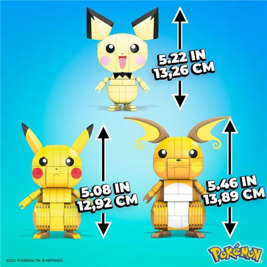 Pokémon: Pikachu Evolution Trio Mega Construx Wonder Builders Construction Set 13 cm