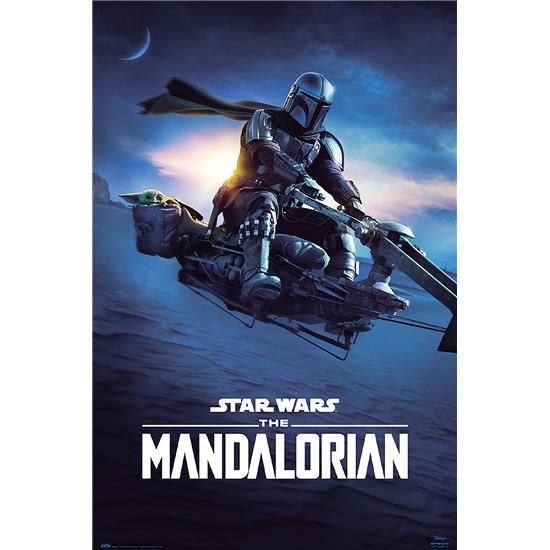 Star Wars: Mando på Speeder Bike II (Night) Plakat