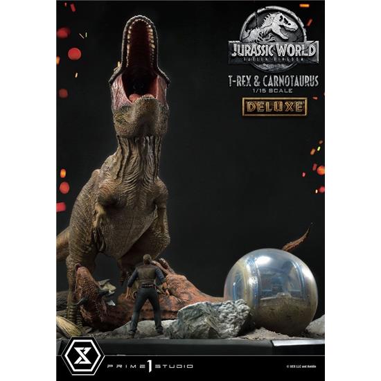 Jurassic Park & World: T-Rex & Carnotaurus Deluxe Version Statue 1/15 90 cm