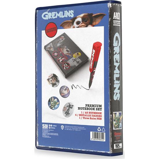 Gremlins: Gremlins VHS Notesbog - Pen og 4 Badges