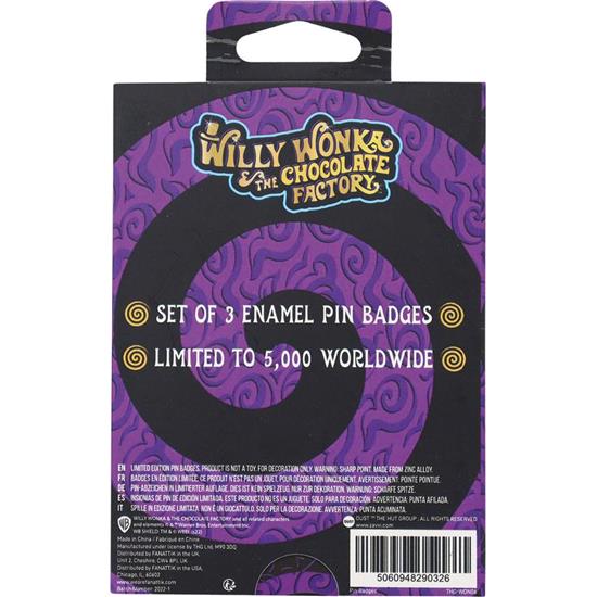Charlie og Chokolade Fabrikken: Willy Wonka & the Chocolate Factory Pin Badge Set Limited Edition