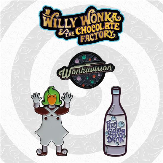 Charlie og Chokolade Fabrikken: Willy Wonka & the Chocolate Factory Pin Badge Set Limited Edition