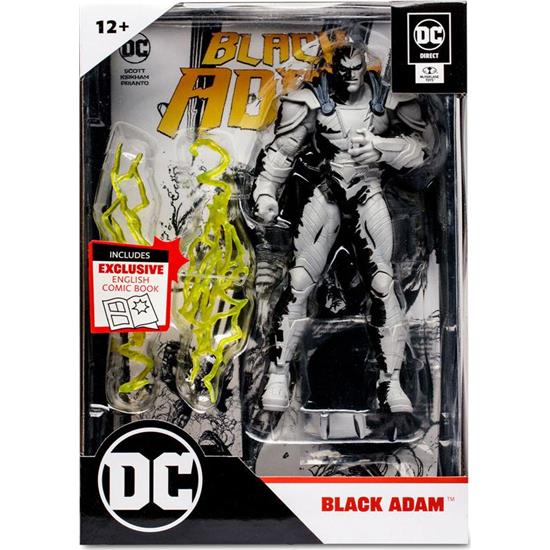 Black Adam: Black Adam with Black Adam Comic (Line Art Variant) Action Figure 18 cm
