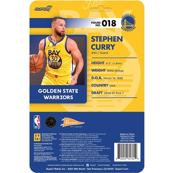 NBA: Steph Curry (Warriors - Yellow) ReAction Action Figure 10 cm