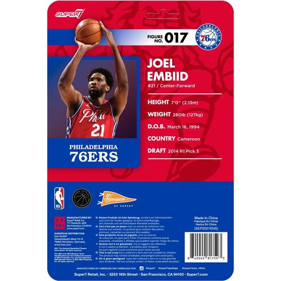 NBA: Joel Embiid (76ers - Red) ReAction Action Figure 10 cm