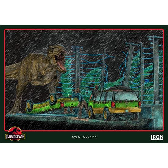Jurassic Park & World: Jurassic Park Art Scale Diorama 1/10 T-Rex Attack Set A + Set B 57 cm