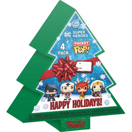 DC Comics: Juletræ Box DC Comics Pocket POP! Holiday Vinyl Figurer 4-Pak 4 cm