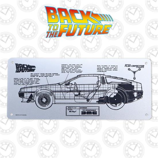 Back To The Future: DeLorean Schematic Tin Skilte