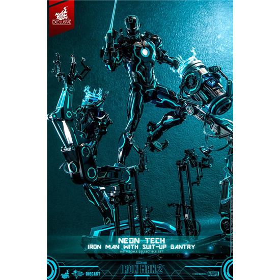Marvel: Neon Tech Iron Man with Suit-Up Gantry 49 cm Action Figure 1/6 