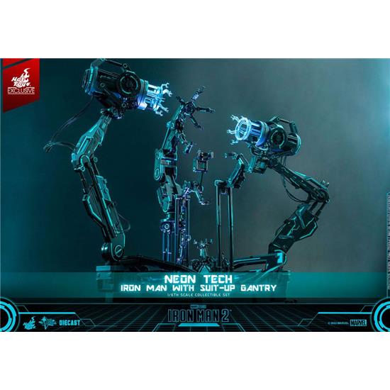 Marvel: Neon Tech Iron Man with Suit-Up Gantry 49 cm Action Figure 1/6 